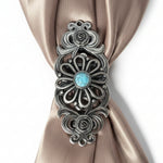 Antique Silver Turquoise Flower Western Concho W231