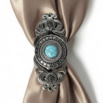 Antique Silver Turquoise Dot Western Concho W232