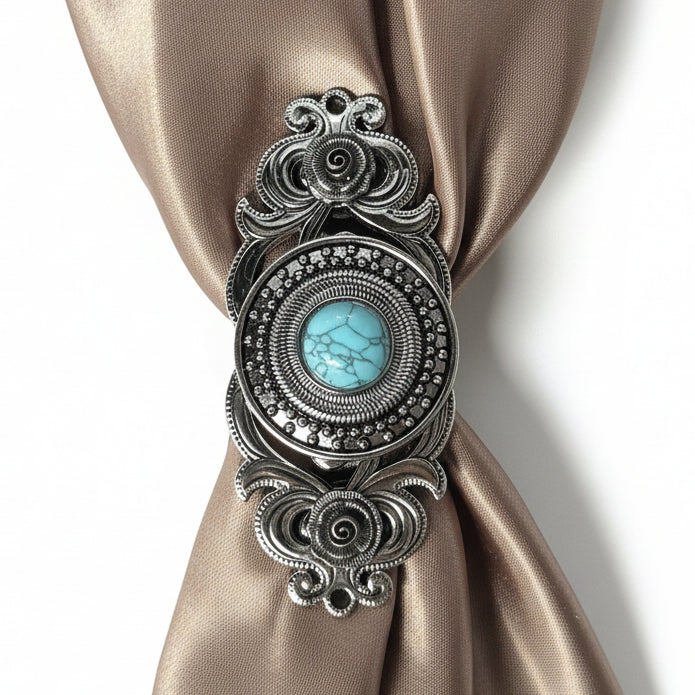 Antique Silver Turquoise Dot Western Concho W232