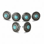 Antique Silver Turquoise Dot Western Concho W232