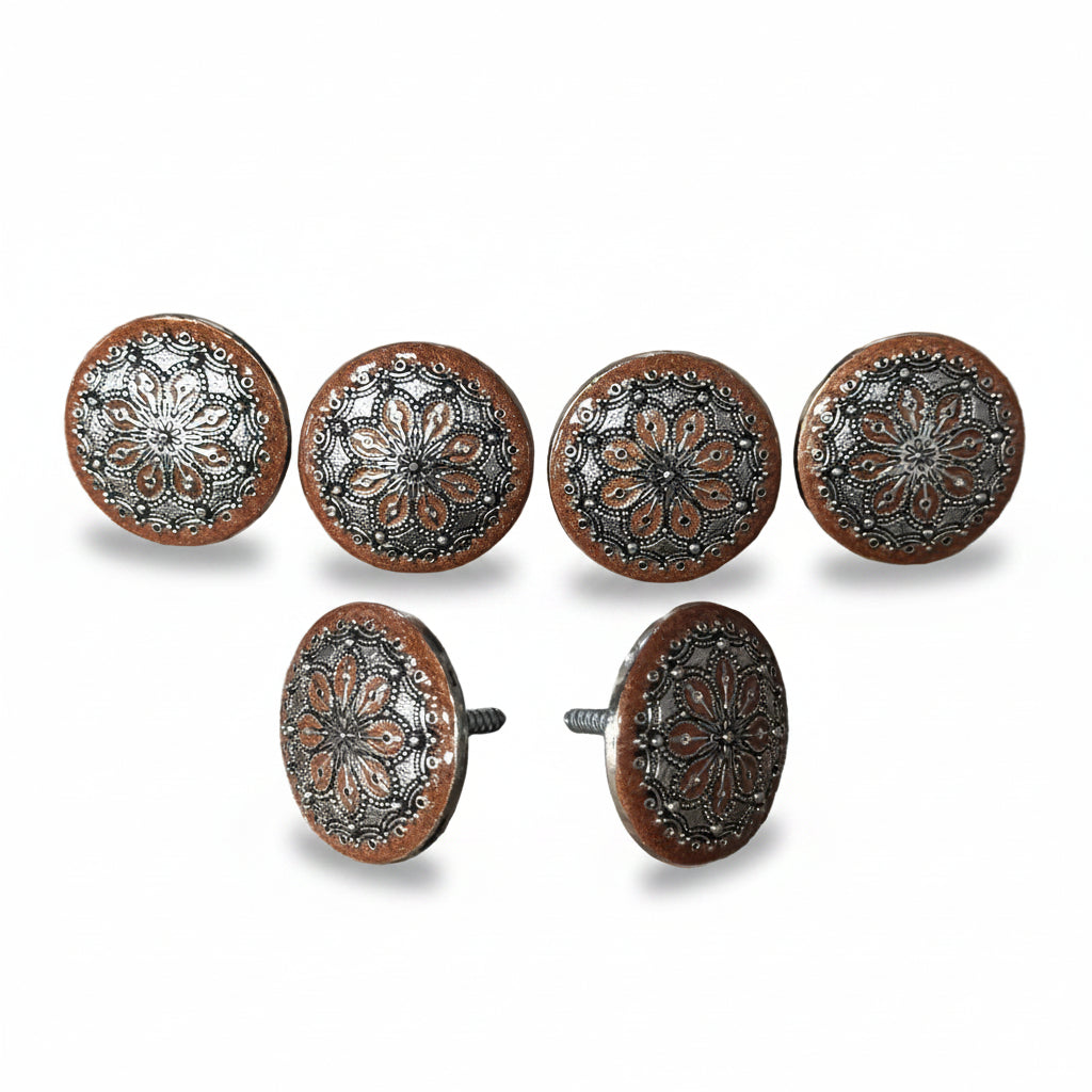 Rust Filigree and Dots Western Concho W233