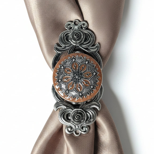 Rust Filigree and Dots Western Concho W233