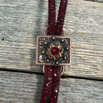 Ruby Rhinestone Bolo Tie with Crystal Slide