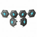 Antique Silver Filigree Floral Turquoise Western Concho W234
