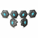 Antique Silver Filigree Floral Turquoise Saddle Set SSW234