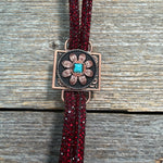 Ruby Rhinestone Bolo Tie with Western Slide
