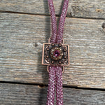 Pink Rhinestone Bolo Tie with Crystal Slide
