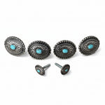 Antique Silver Oval Floral Turquoise Western Concho W237