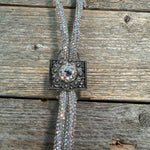 AB Rhinestone Bolo Tie with Crystal Slide