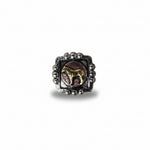 Antique Silver Square Concho with Gold Horse Western Concho W186