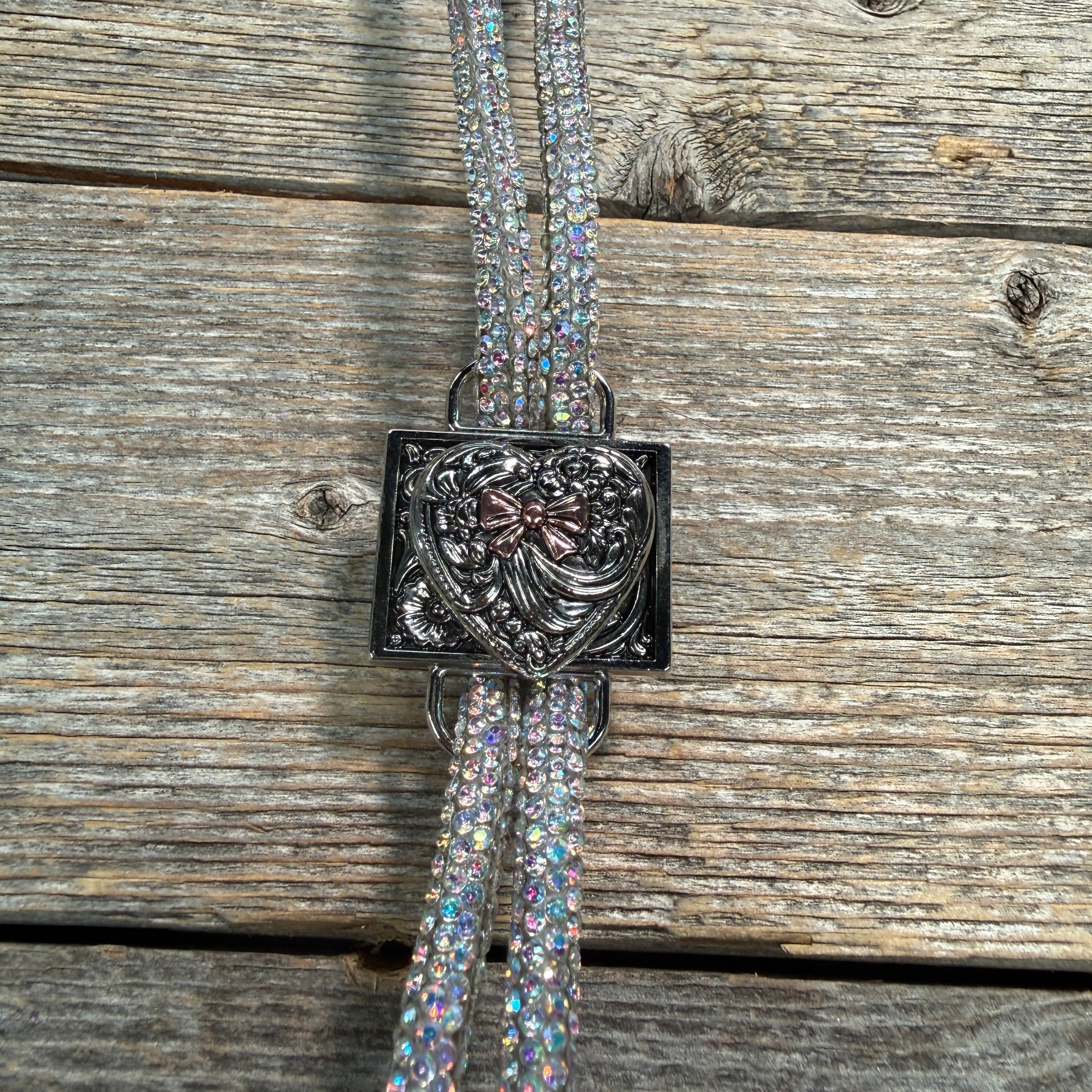 AB Rhinestone Bolo Tie with Western Slide