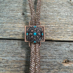 Champagne Rhinestone Bolo Tie with Western Slide