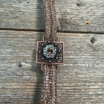 Champagne Rhinestone Bolo Tie with Crystal Slide