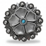 Antique Silver Flower Turquoise Western Concho W110