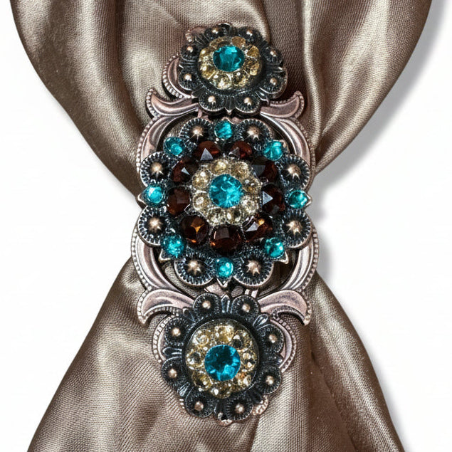 Copper Teal - Champagne - Topaz Crystal Conchos | Sizes 1"- 3" | Buckles | Saddle Set | Leather Rosettes | Slide