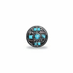Antique Silver Turquoise and Feather Western Concho W251