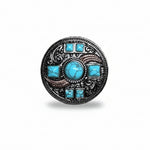 Antique Silver Turquoise and Feather Western Concho W251