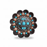 Antique Silver Turquoise and Feather Western Concho W251