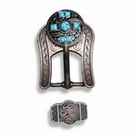 Antique Silver Turquoise and Feather Western Concho W251