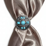 Antique Silver Turquoise and Feather Western Concho W251