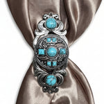Antique Silver Turquoise and Feather Western Concho W251