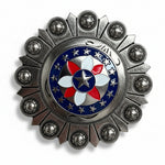 Antique Silver Red, White, and Blue Western Concho W274