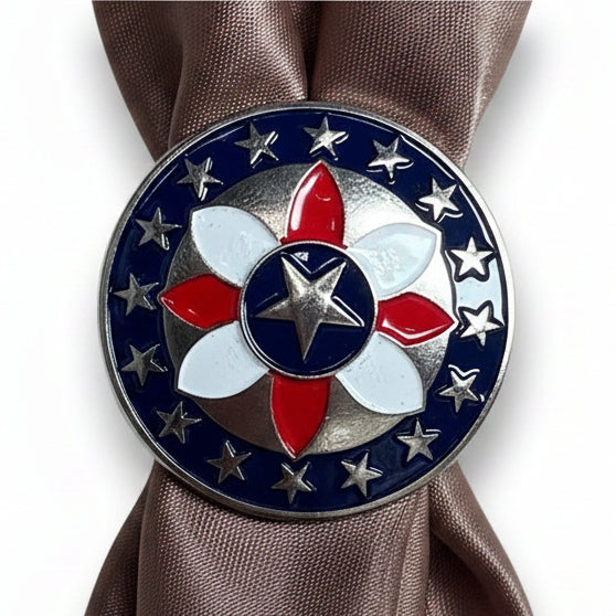 Antique Silver Red, White, and Blue Western Concho W274