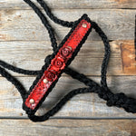 Black Mule Tape Halter - Red Roses #MT221
