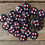 Antique Silver Red, White, and Blue Western Concho W274