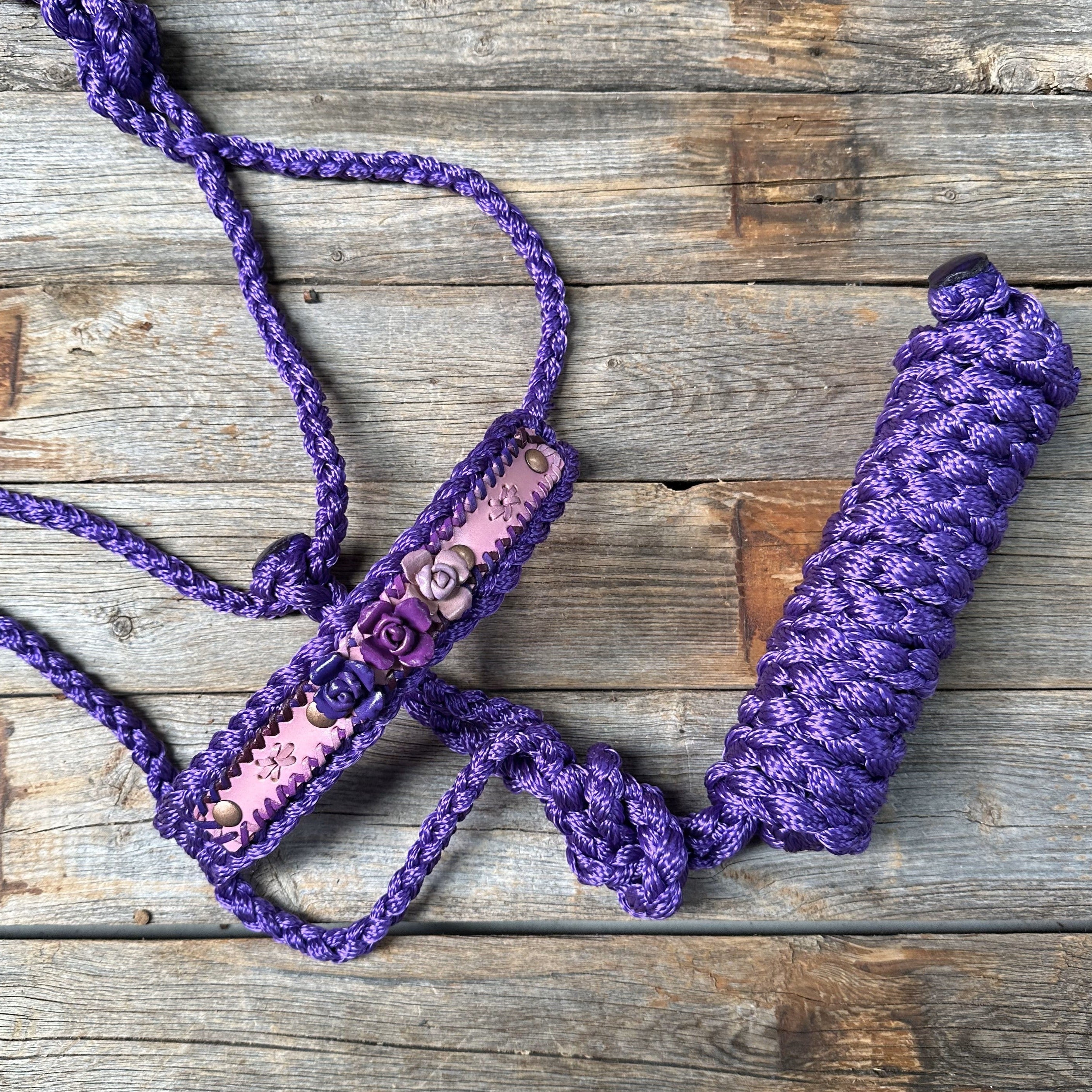 Purple Mule Tape Halter - Purple Roses #MT222