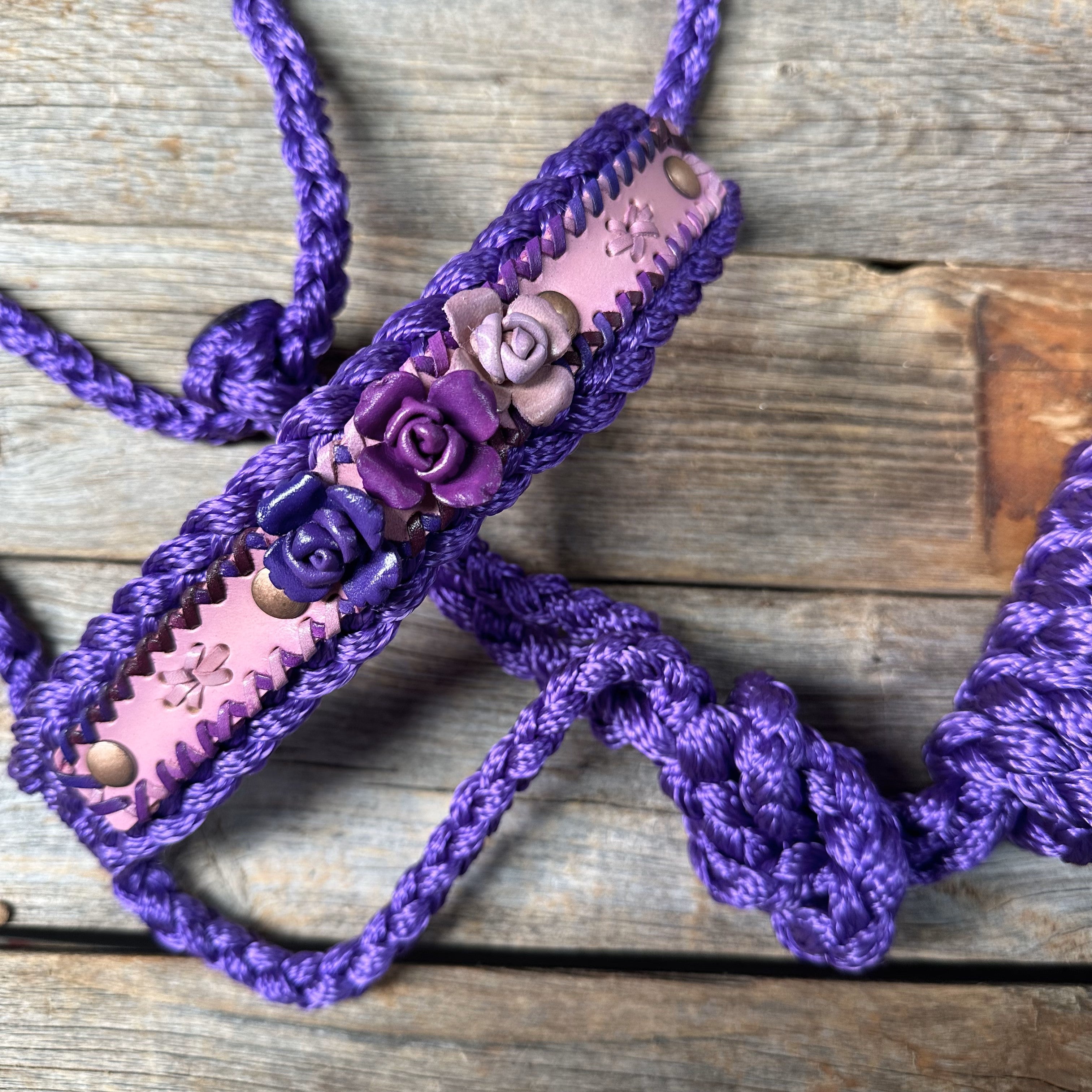 Purple Mule Tape Halter - Purple Roses #MT222