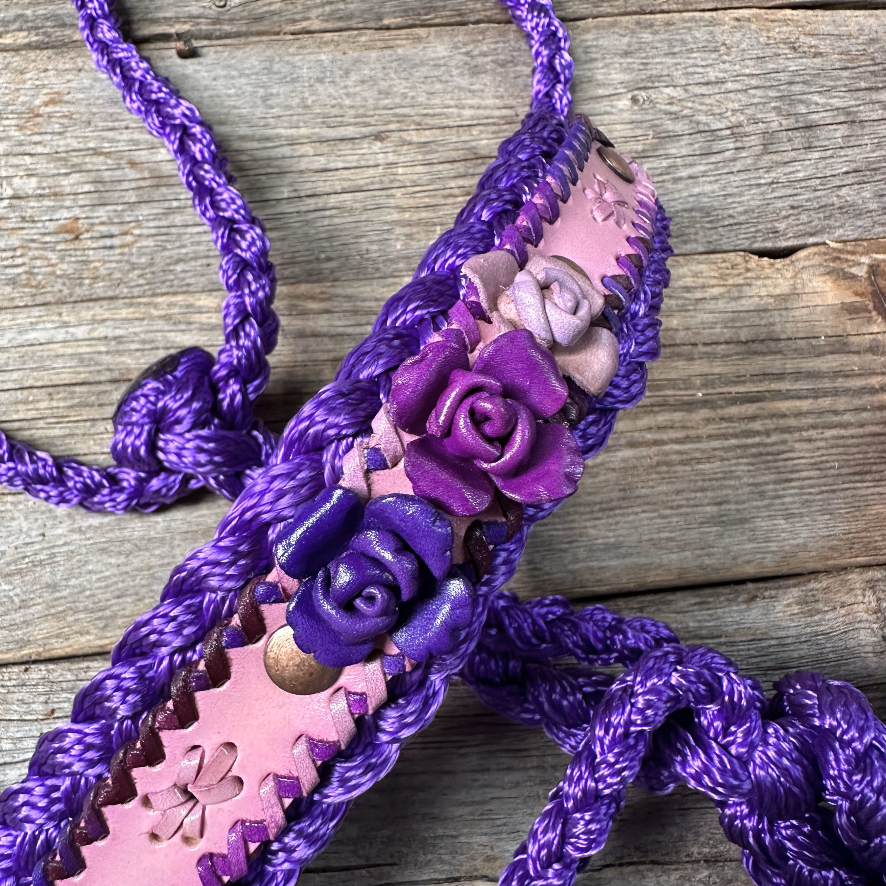 Purple Mule Tape Halter - Purple Roses #MT222