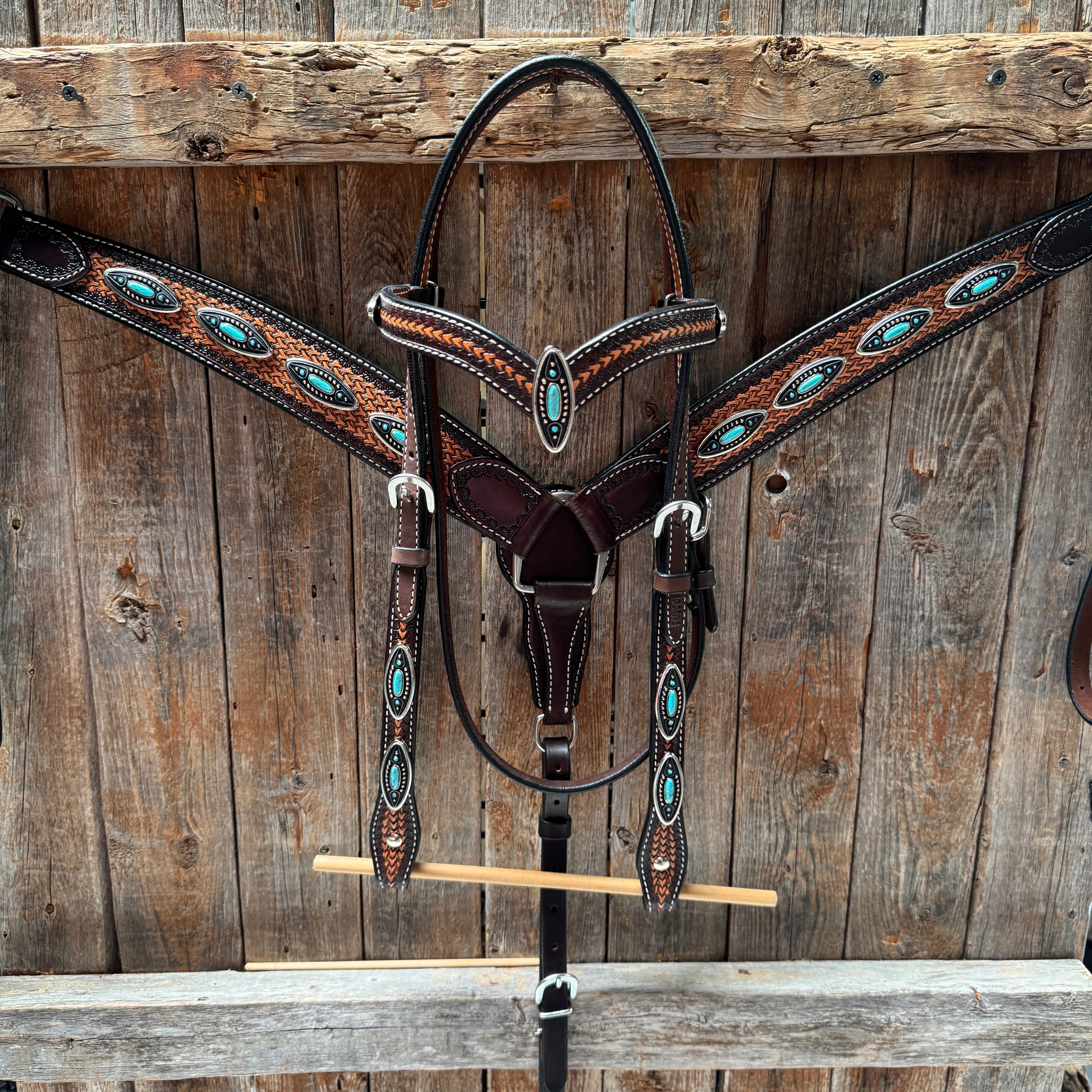 Foxtail Antique Silver and Copper Browband | One Ear Tack Set #BBBC525