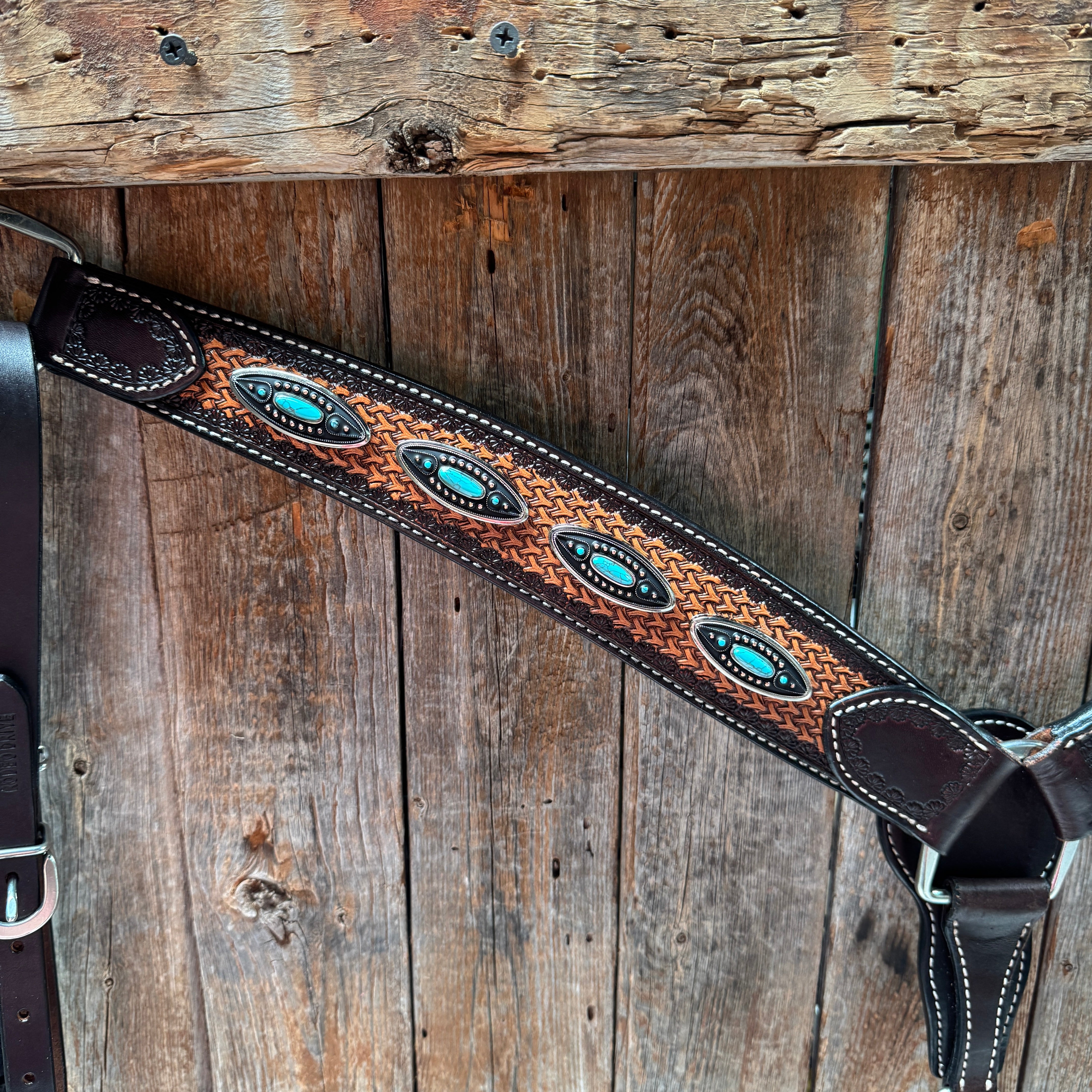 Foxtail Antique Silver and Copper Browband | One Ear Tack Set #BBBC525