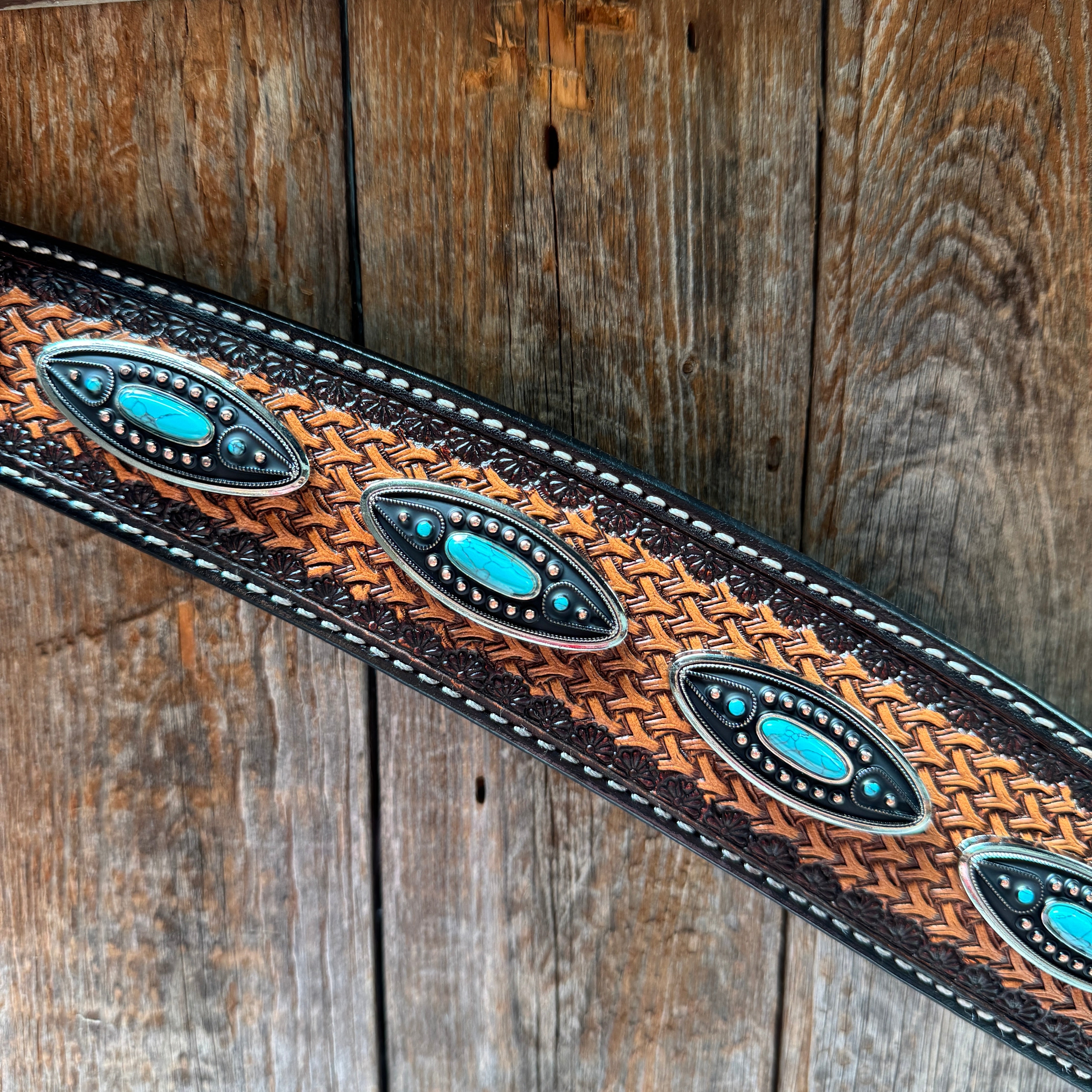 Foxtail Antique Silver and Copper Browband | One Ear Tack Set #BBBC525