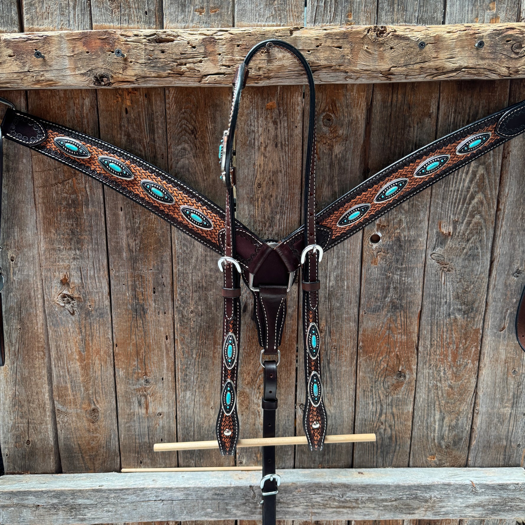 Foxtail Antique Silver and Copper Browband | One Ear Tack Set #BBBC525