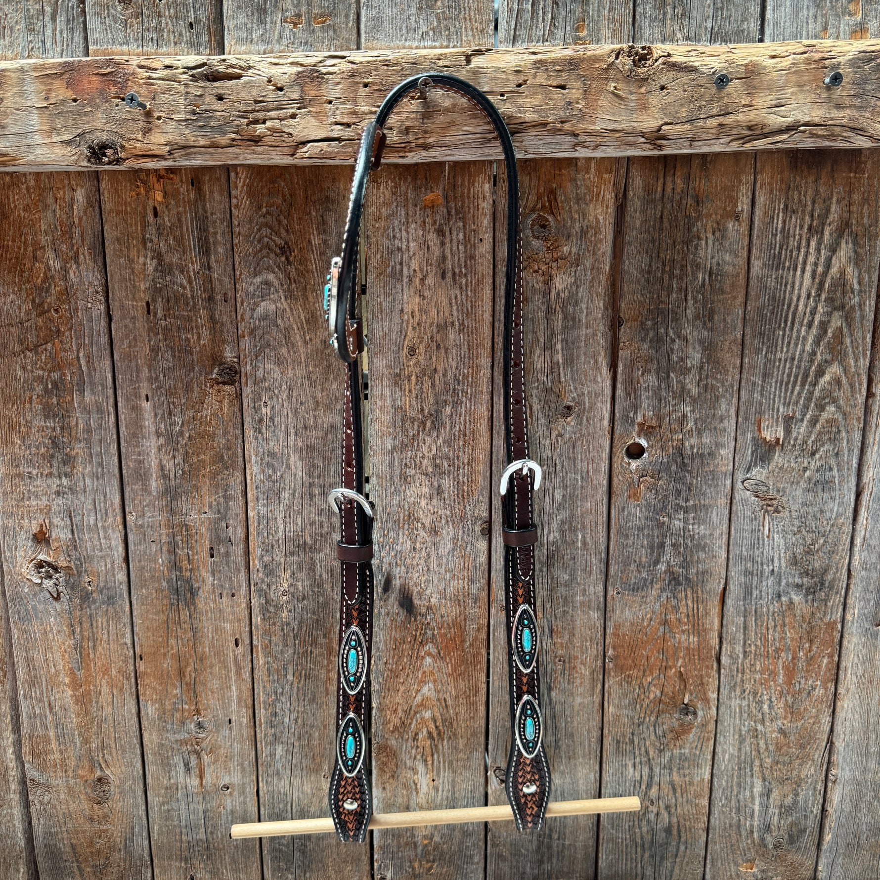 Foxtail Antique Silver and Copper Browband | One Ear Tack Set #BBBC525