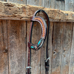 Foxtail Antique Silver and Copper Browband | One Ear Tack Set #BBBC525