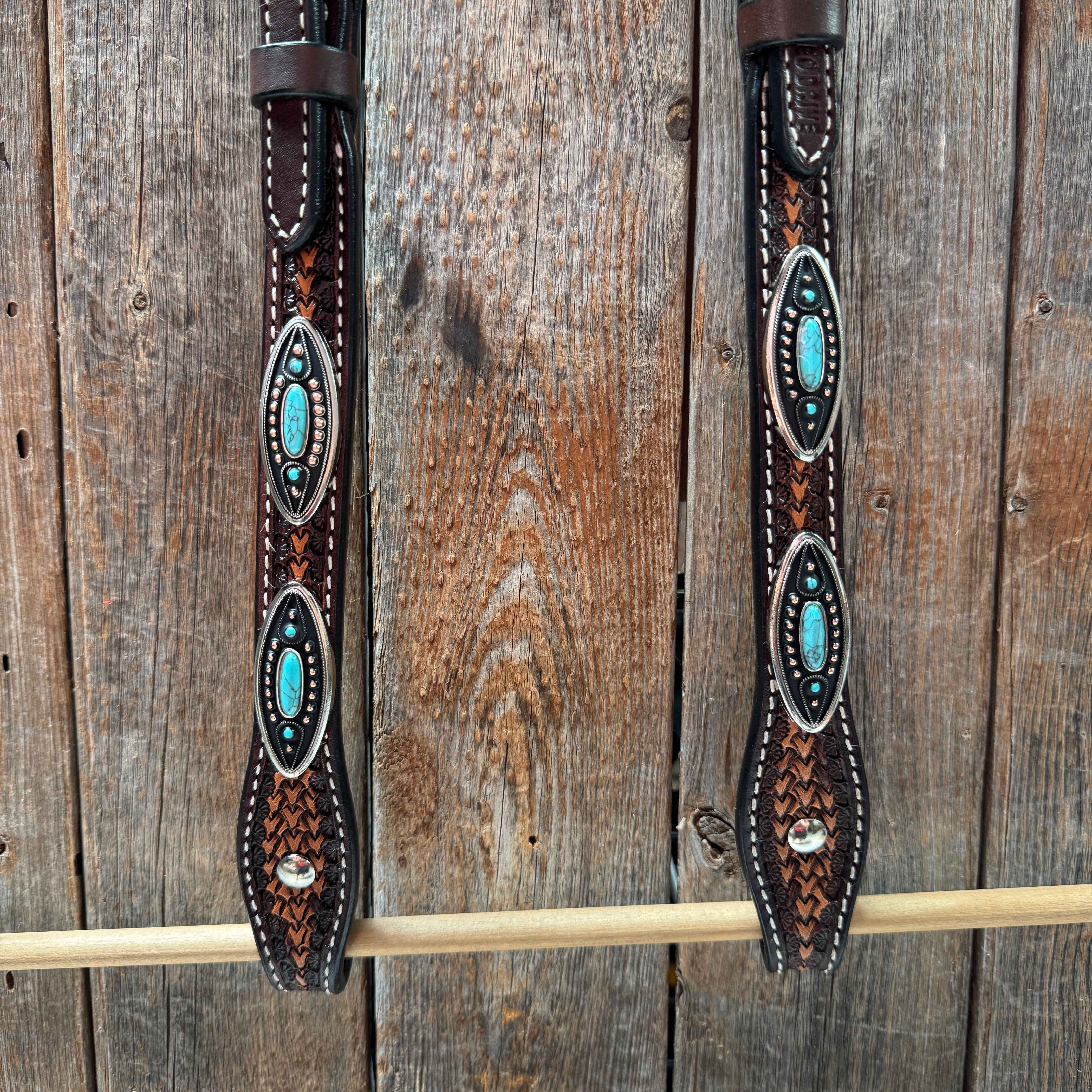 Foxtail Antique Silver and Copper Browband | One Ear Tack Set #BBBC525