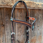 Foxtail Antique Silver and Copper Browband | One Ear Tack Set #BBBC525