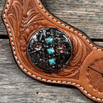 Light Oil Floral Spur Straps | Antique Silver and Copper Conchos #SS145