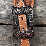 Light Oil Floral Spur Straps | Antique Silver and Copper Conchos #SS145