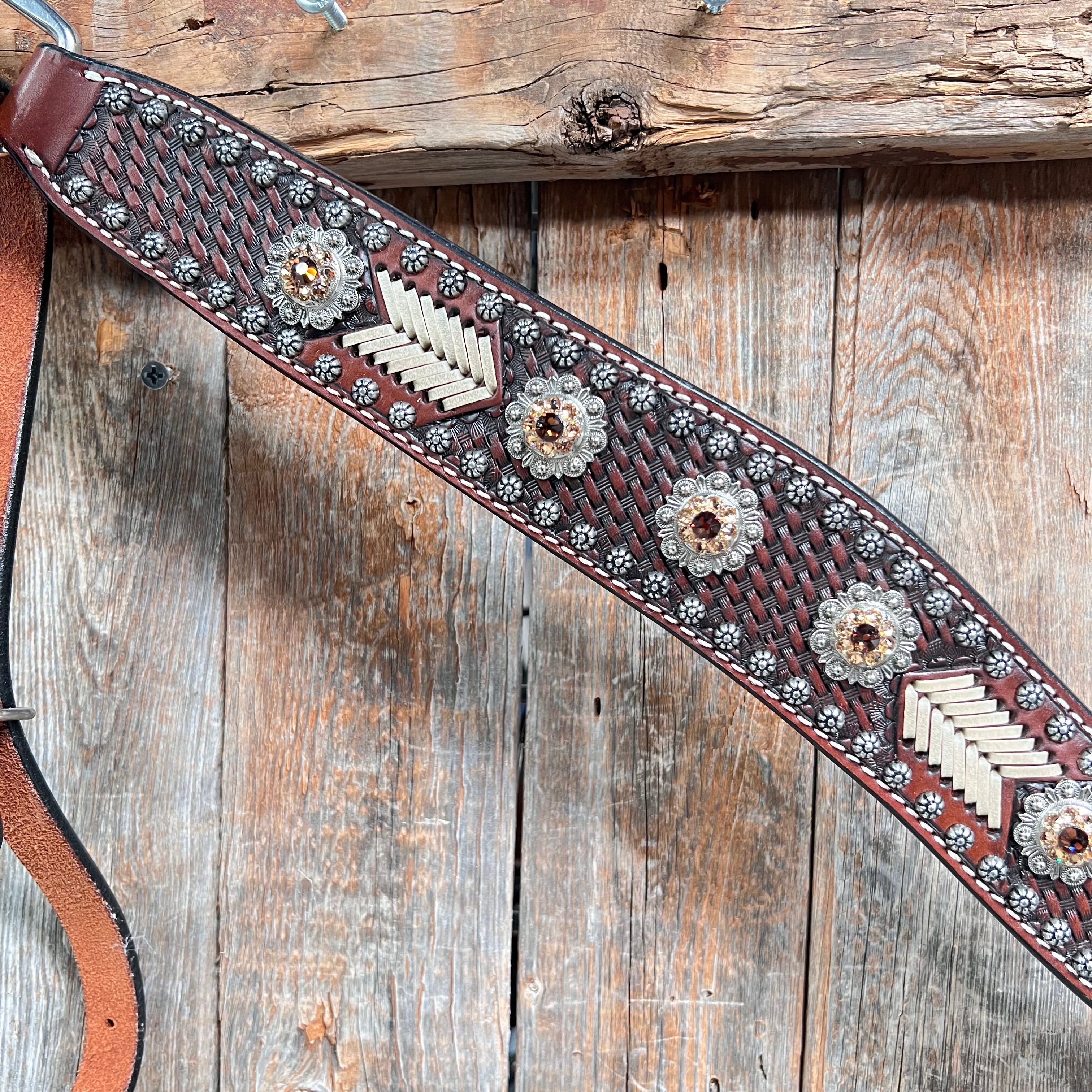 Rawhide Topaz/Champagne One Ear and Breastcollar Tack Set #OEBC585