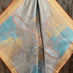 35X35" Orange and Turquoise Horse Shoe Paisley Wild Rag / Scarf WR1033