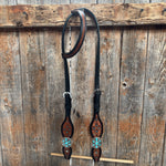 Teal Diamond and Turquoise Browband | One Ear Tack Set #BBBC521