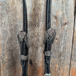 Black Floral Antique Silver and Copper Heart Browband | One Ear Tack Set #BBBC515