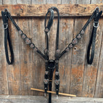 Black Floral Antique Silver and Copper Heart Browband | One Ear Tack Set #BBBC515