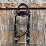Dark Oil Copper and Antique Silver Browband | One Ear Tack Set #BBBC514