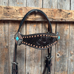 Dark Oil Copper and Antique Silver Browband | One Ear Tack Set #BBBC514