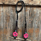 Hand Painted Paisley Neon Pink & Turquoise One Ear/ Breastcollar Tack Set #OEBC571